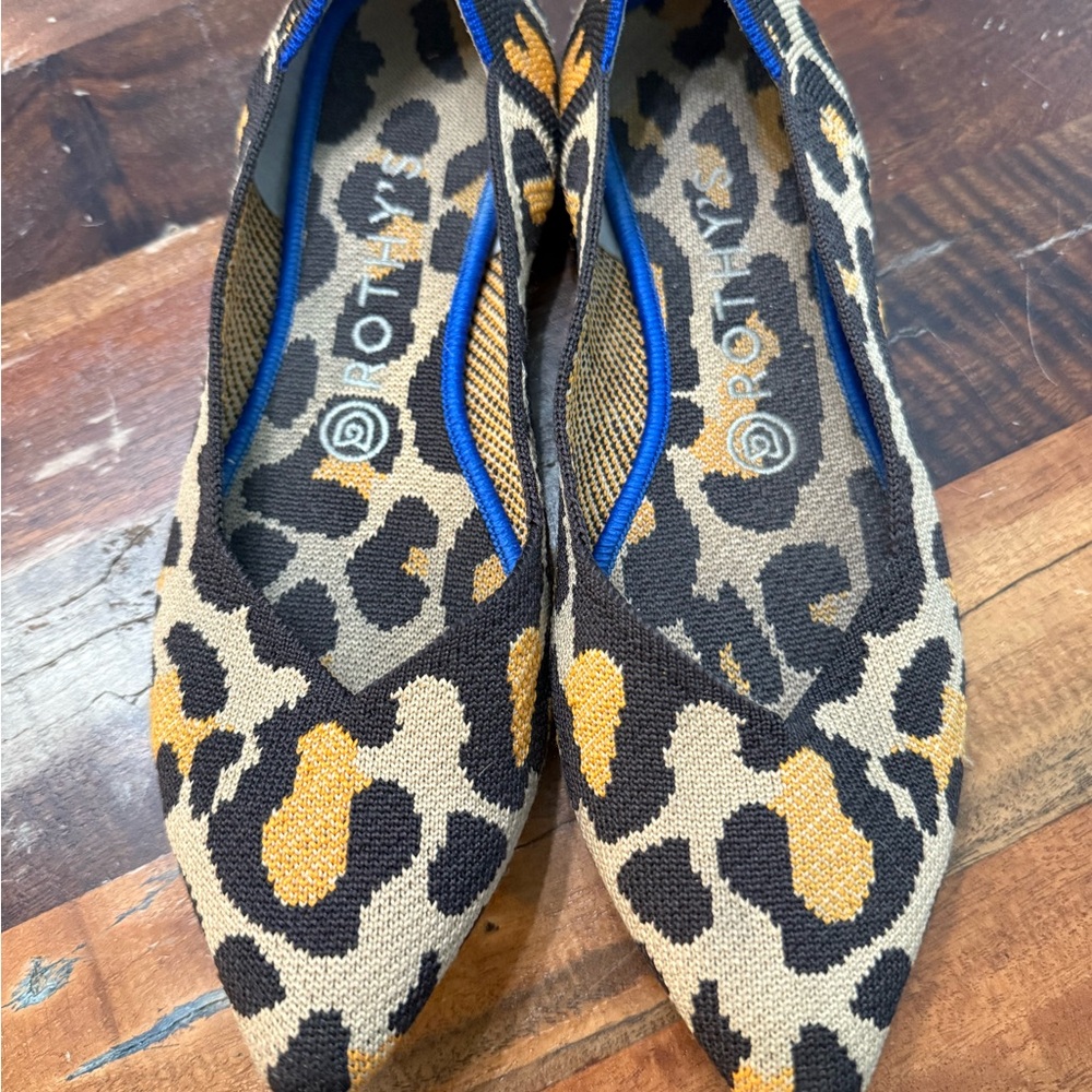 Rothy's Black and Tan Leopard Print Flats